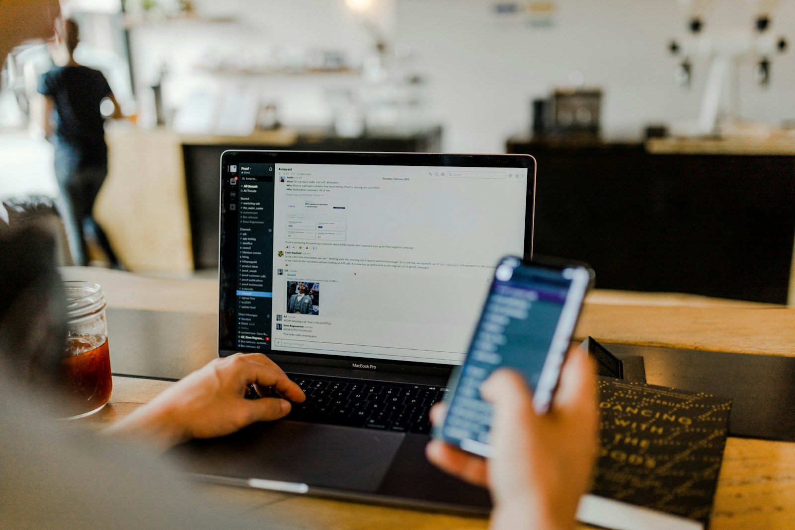 Laptop and phone being used for secure two-factor authentication